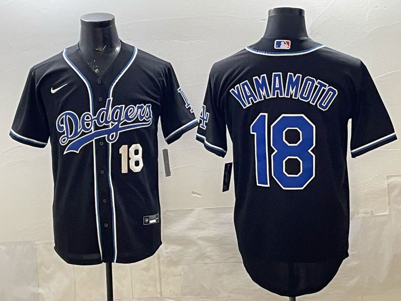 Men 2026 Nike Los Angeles Dodgers #18 Yamamoto Black Game MLB Jersey 037->->